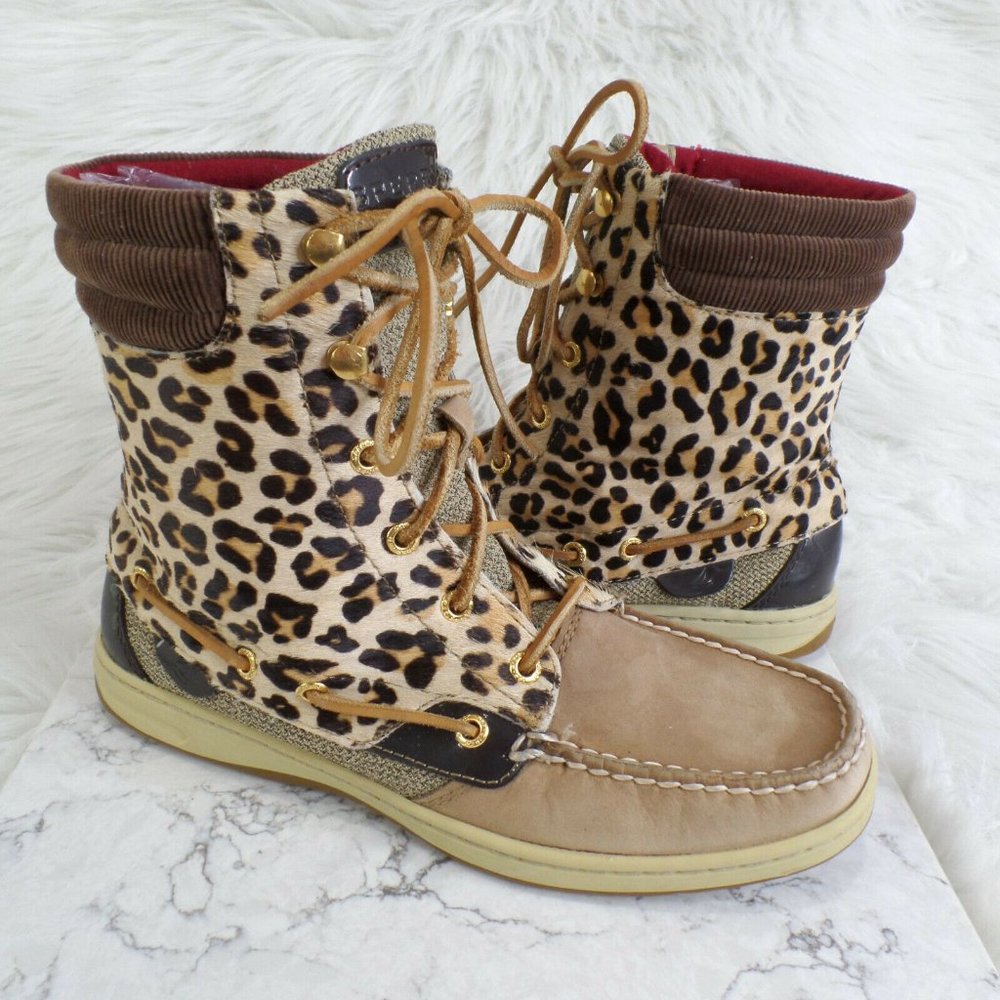 Sperry Hikerfish Brown Leopard High Ankle Boots